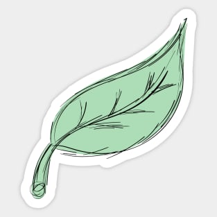 Green Leaf Hand Drawn Sticker